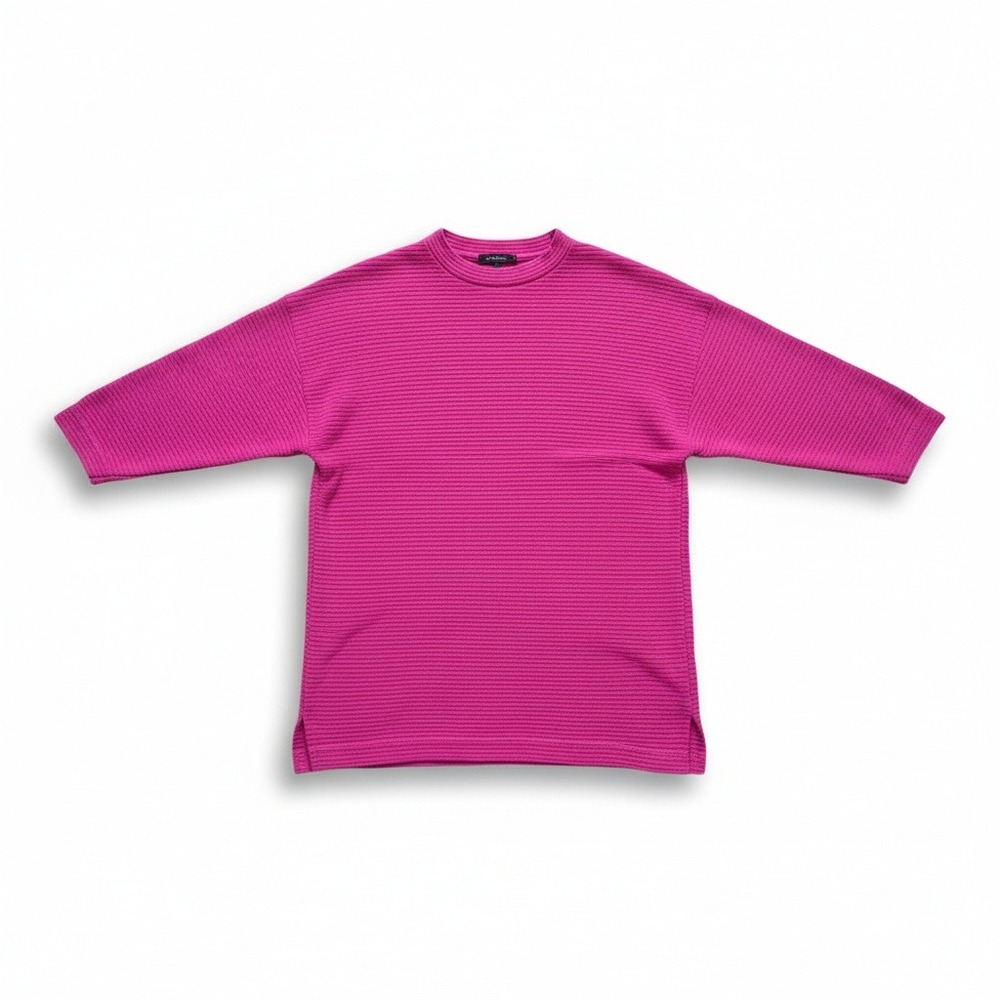 Michael Carrie Vintage‎ Ribbed Hot Pink 3/4 Sleeve Crew Neck, Woman's Medium Top